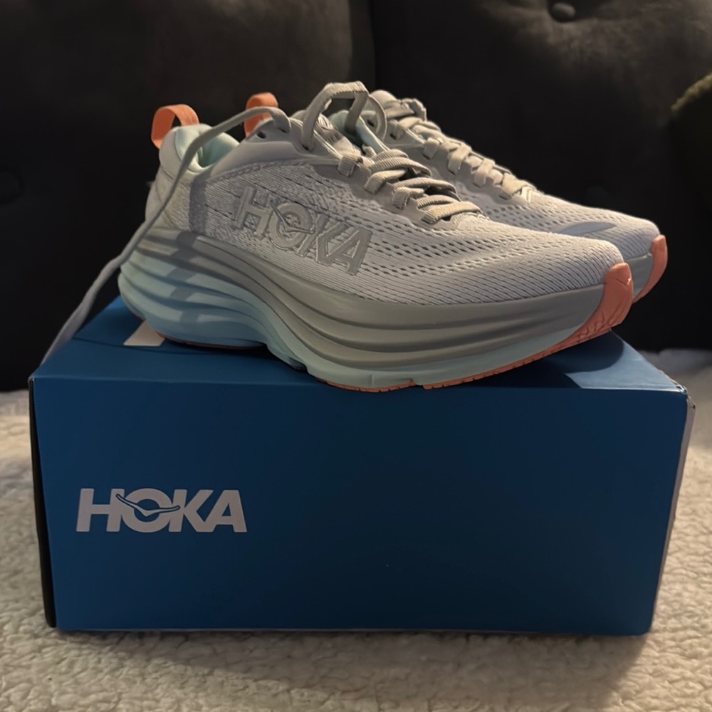 HOKA Stylish White and Orange Sneakers